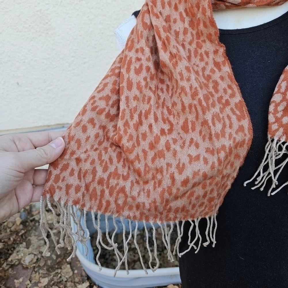 orange animal print scarf
